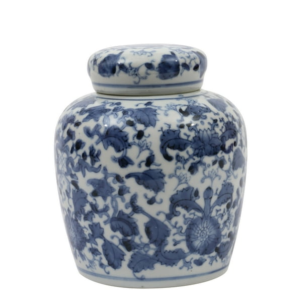 White/Blue TIC Collection Floral Ceramic Jar White/Blue TIC Collection Floral Ceramic Jar